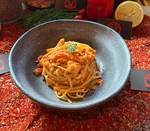 Паста по-итальянски с мясом камчатского краба