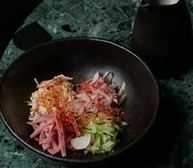 Окрошка на квасе с ветчиной