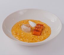 Ризотто с гребешком и запеченной тыквой