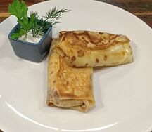 Блины с мясом сыром и грибами