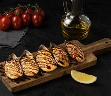 Мидии запеченные гриль