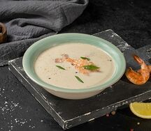 Сливочный суп с тигровыми креветками