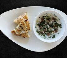 Окрошка с говядиной и айран