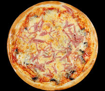 Пицца томатная с ветчиной и грибами