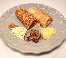 Блины с грибами и картошкой