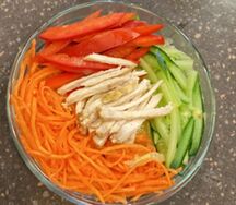 Салат с курицей и овощами