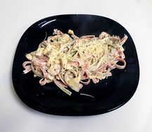 Паста с курицей и грибами