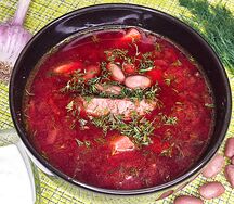 Борщ с телятиной и фасолью