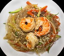 Горячий салат Фунчоза с креветкой