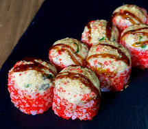 Ролл запеченный креветка угорь