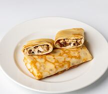 Блинчики с курицей, рисом и грибами