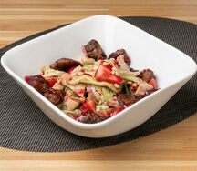 Теплый салат с куриной печенью