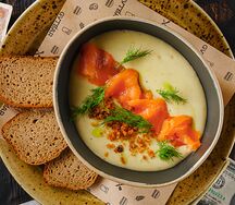 Крем-суп из картофеля с лососем