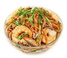 Вок лапша гречневая с креветкой