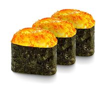 Три суши запечённая креветка