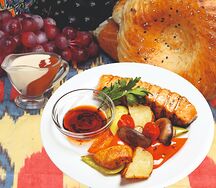 Стейк из форели на гриле