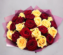 Букет цветов 29 роз Красно-желтый микс