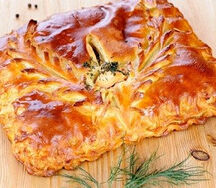 Пирог с семгой и овощами