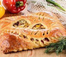 Пирог с овощами на гриле и курицей