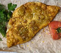 Чебурек с сыром томатом и зеленью