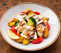 Салат Теплый с кальмарами