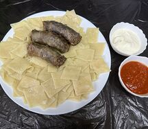 Тонкий хинкал с сушеной колбасой