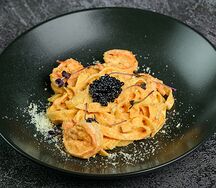 Паста с тигровыми креветками