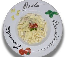 Пенне с курицей и грибами