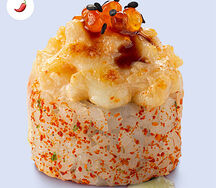 Запечённый ролл с гребешком и моцареллой