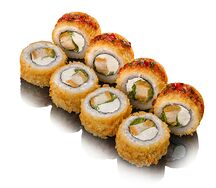 Жареный ролл с курицей