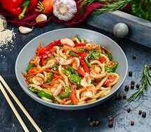 Лапша пшеничная с креветками