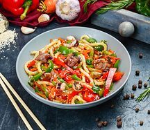 Яичная лапша с морепродуктами