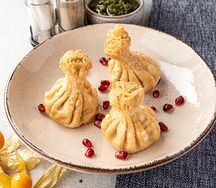 Хинкали жареные с бараниной и говядиной