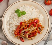 Свинина в кисло-сладком соусе с рисом