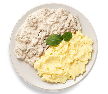 Бефстроганов с картофельным пюре
