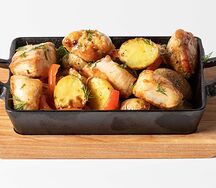 Картофель с мясом курицы, запеченный в духовке