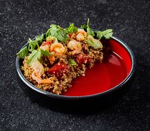 Калифорнийский с киноа, авокадо и креветками