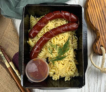 Колбаска охотничья с макаронами