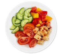 Овощи с цыплёнком в соусе сладкий чили