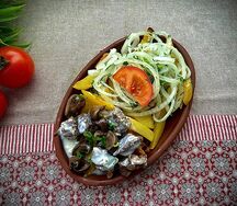 Картофель с говядиной и грибами