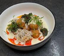 Картофельные ньокки в сливочным соусом с вешенками
