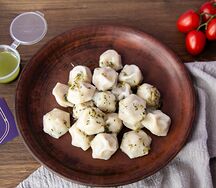 Пельмени с зеленым маслом (варёные или жареные)