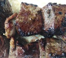 Шашлык говяжья печень с салом