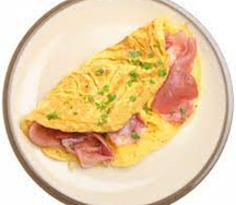 Omelette jambon, fromage