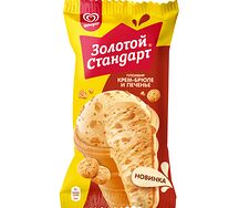 Золотой стандарт мороженое в вафельном стаканчике Пломбир Крем-брюле и Печенье