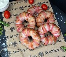 Мясные пончики Свинина с курочкой в беконе