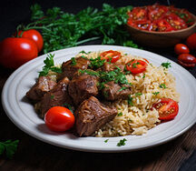 Sauce claire de mouton avec du riz
