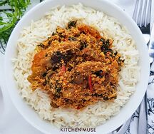 Eguisi soup and rice