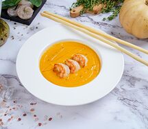 Тыквенный суп с креветками