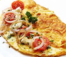 Omelette oignons tomates